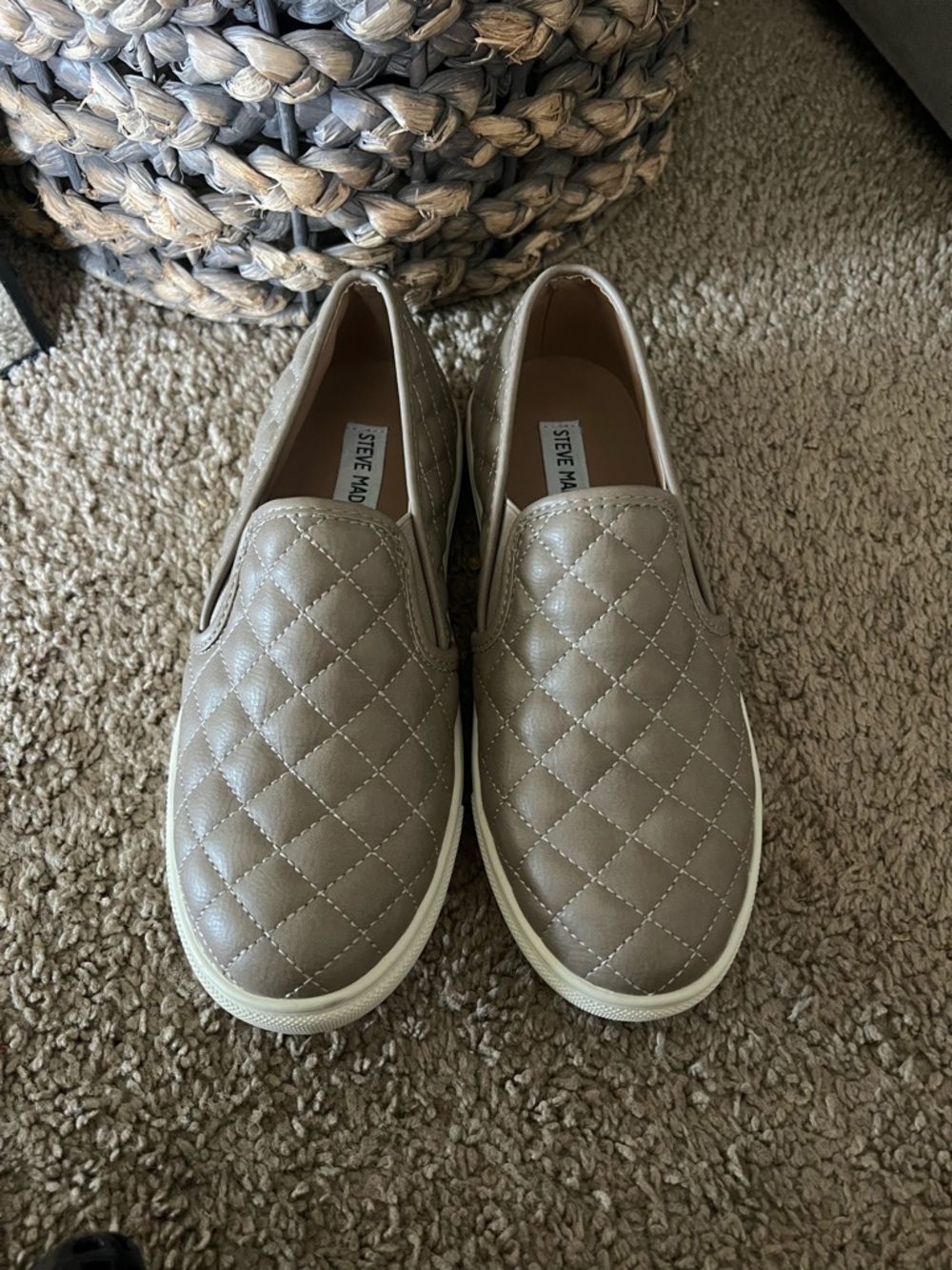 Steve Madden Quilted Slip-On Sneakers - Taupe Beige